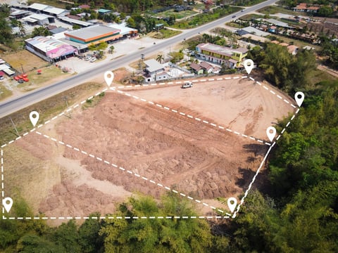 Aerial view of vacant land for development