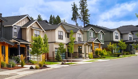 Suburban neighborhood with townhomes